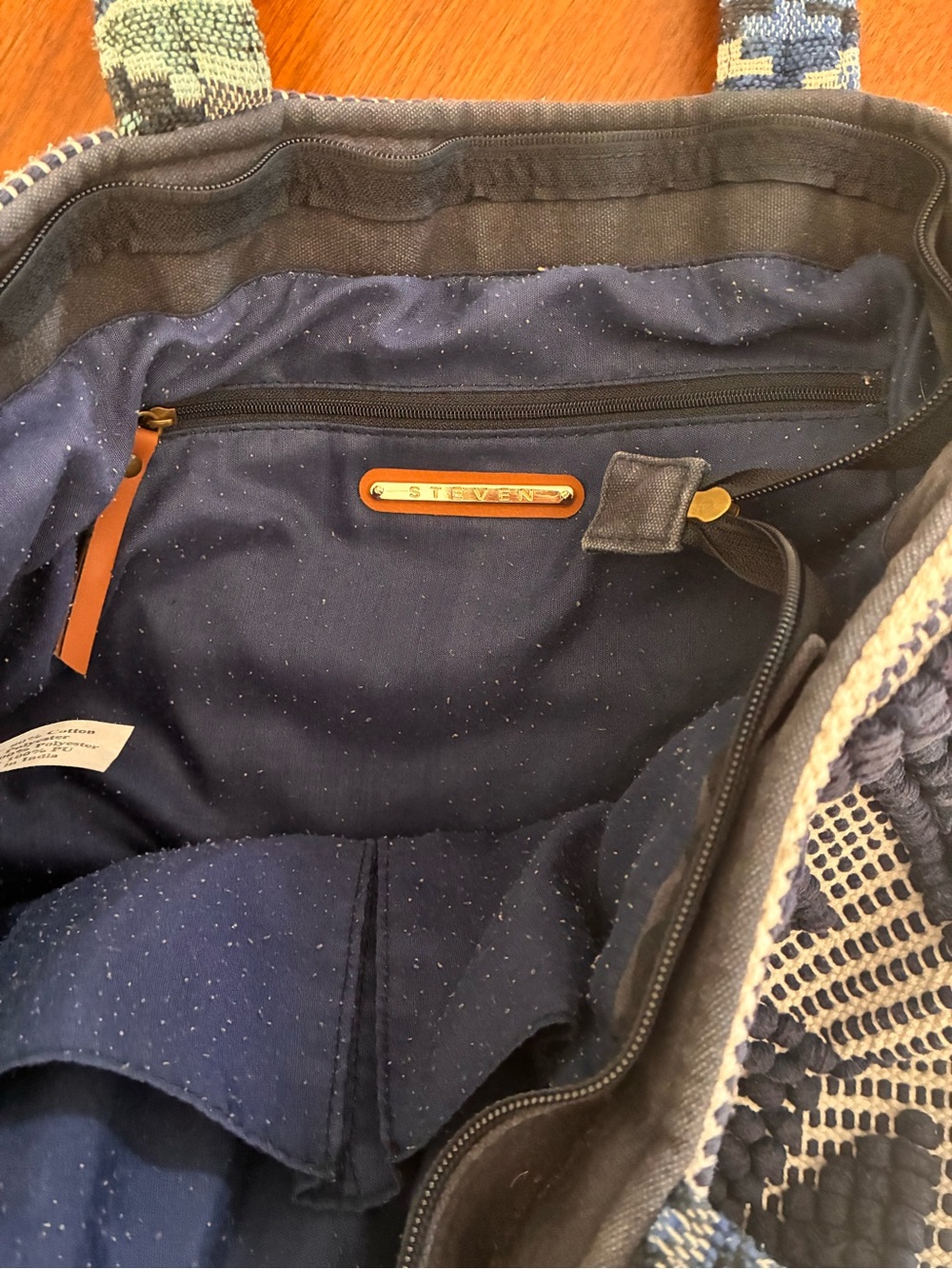Steve Madden Navy Woven Duffel Tote - Picture 3 of 3